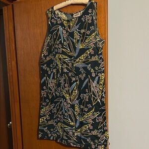 Chico's Black and Green Leaf Print Mini Dress